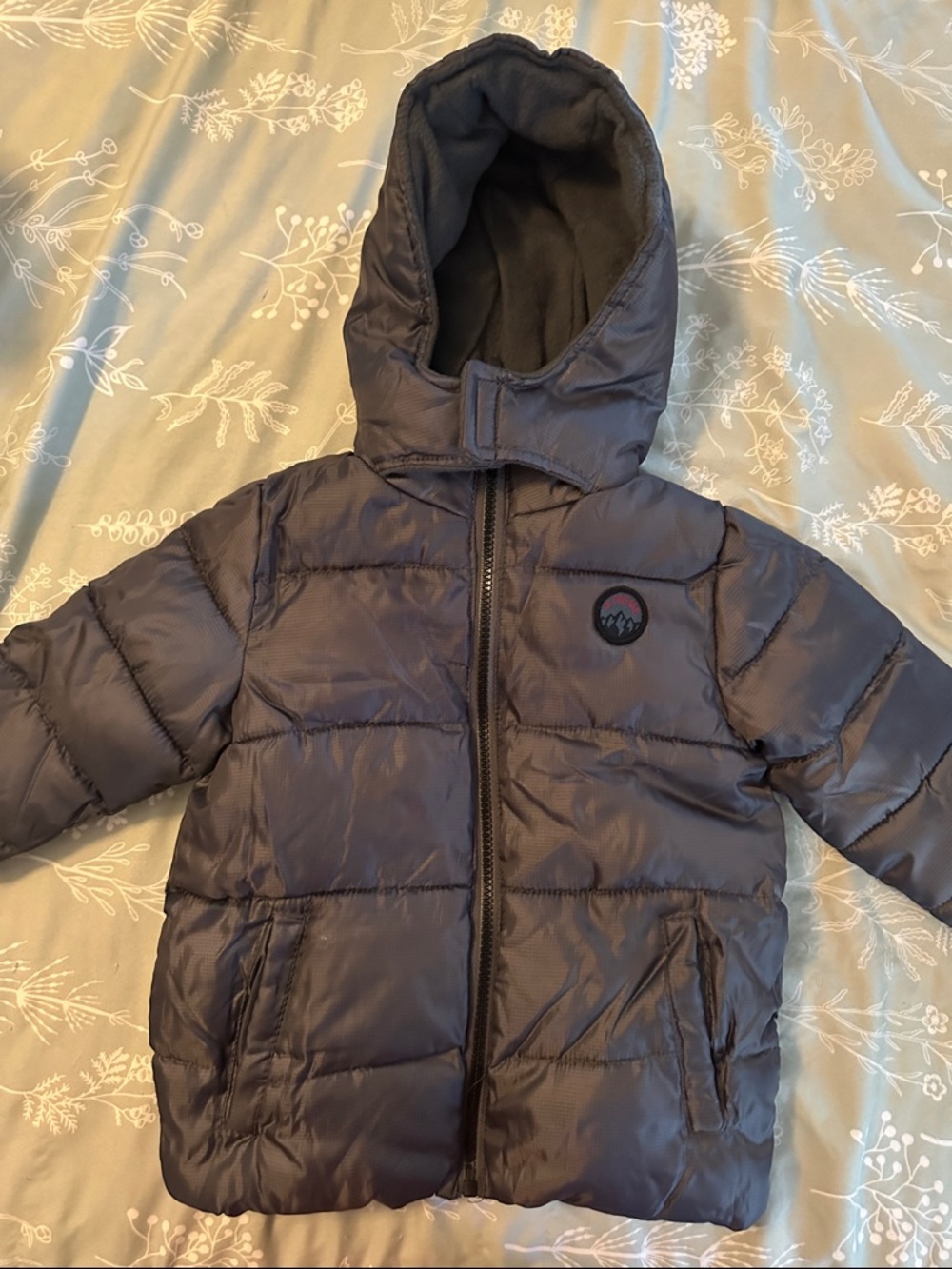 Kids Hooded Puffer Jacket in Dark Gray